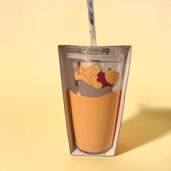 Disney Other - Disney Winnie the Pooh Classic Glass with Lid and Straw, 16 oz